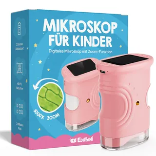 Edubini Digitales Mikroskop für Kinder [1000-fache Vergrößerung] - Tragbares Taschenmikroskop für Garten, Wald & Experimente - Kindermikroskop Spielzeug mit digitalem HD-Bildschirm [inkl Fotofunktion]