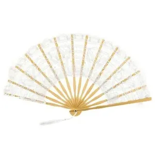 Handgemachte elegante Fächer mit Spitze für besondere Anlässe mit Holzrahmen Weiß