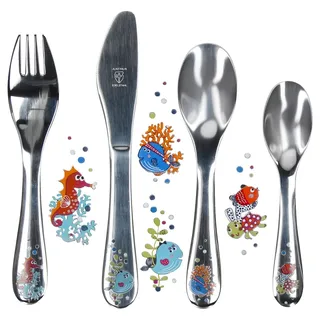 JUSTINUS Meerestiere Kinder-Besteck-Set Messer Gabel Löffel Geschenkidee