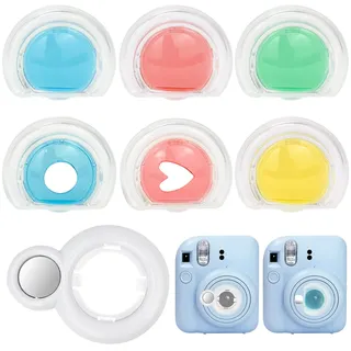 Farbfilter Set kompatibel für Fuji Instax Mini 12, Kamerafilter, Sofort-Spezialeffektfilter, Nahlinsenfilter-Set, Gelb, Rosa, Blau, Grün, mit EIN Selfie Spiegel kompatibel, für Fuji Instax Mini 12