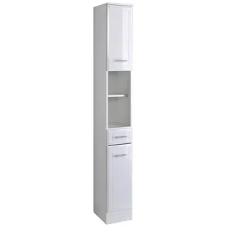 WELLTIME Hochschrank WELLTIME "Neapel", weiß, B:25cm H:190cm T:34cm, MDF, Spanplatte, Schränke, Hochschrank, Breite 25 cm, mit Hochglanzfronten und eleganter Fräsung