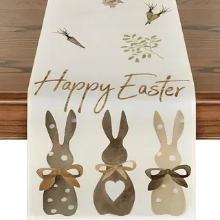 LAJUP Mode Hasen Karotten Ostern Tischläufer, Saisonnal Frühling Waschbar Küche Esstisch Dekoration Drinnen Urlaub Party Dekor 30x180 cm