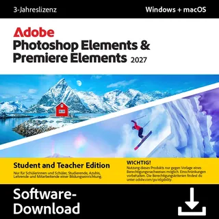 Adobe Photoshop & Premiere Elements 2027 Lehrer & Studenten 3 Jahre Download-Code