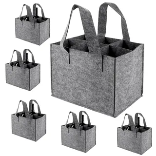 DAJAVE 6 Stück Flaschenträger 6 Flaschen, Wiederverwendbare Flaschentasche, Flaschentasche Filz, Flaschenkorb, Männerhandtasche, Bierträger, Getränketräger für Bierflaschen Weinflasche