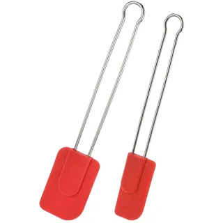 Westmark 2 Koch- und Teigschaber mit Silikonkopf, Länge: 22,5 cm, Silikon/Rostfreier Edelstahl, Silicone, Rot/Silber, 154622E7