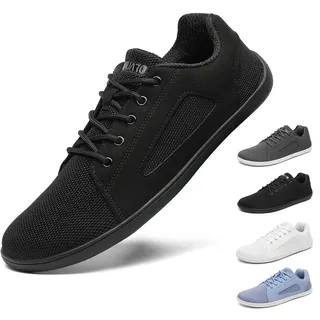 SAGUARO Barfußschuhe Herren Damen – Breite Zehenbox Barfussschuhe - Zero Drop Zehenschuhe – Minimalistische Sneaker für Alltag, Arbeit – Bequeme Freizeitschuhe Schwarz,Gr.43 - 43 EU