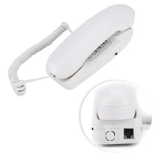 ASHATA Wall Mount Landline Telephone,Corded Telephone Wall Desk Compact Telephone, Landline Telephone Analog Telephone with Call Mute/Flash Function for Home Office Hotel(White)