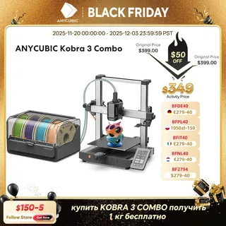 ANYCUBIC Kobra 3 Combo AE-Version FDM-Druck in 4 bis 8 Farben-3D-Drucker mit max. 600 mm/s Druckgeschwindigkeit, Baugröße 250 x 250 x 260 mm