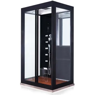 Home Deluxe Dampfdusche mit Wasserfall und Dampfsauna LUXORY - 120 x 90 cm Schwarz
