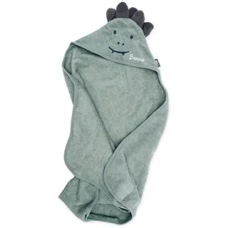 wunderwunsch Jollein Kapuzenhandtuch Baby als Geschenk zur Geburt, personalisiert mit Wunschnamen, Babyhandtuch, Babytuch, Bademantel für Babies, individualisiert mit Namen (Dino, mit Name)