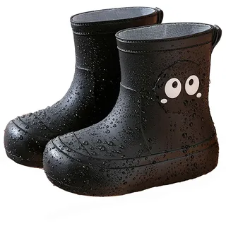 Generisch Kinder Gummistiefel Jungen Mädchen Bequeme Wasserdichte Regenstiefel Gefüttert Mit Verschnürbarer Farbige PVC-Stiefel Für Kindergarten Leicht Anziehen Rutschfeste Sohle - 33 EU