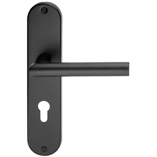 Meintürgriff Drückergarnitur Liverpool Edelstahl Schwarz Renovierungsschild Langschild Türdrücker Griff, BB-