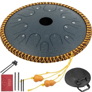 VEVOR Zungentrommel aus Stahl, Hang Drum Instrument 14 Töne, Hang Drum Instrument 36 cm, Percussioninstrument Pistolenfarbe mit Reisetasche, Musikbuch, Schlägel, Marineblau Tank Drum Chakra Drum