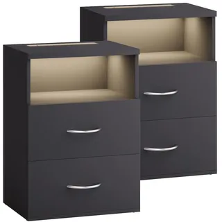 CASARIA Nachttisch Jamie 40 x 28 x 55 cm Anthrazit