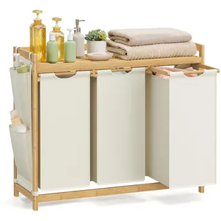Songmics Wäschekorb 150 l Cremeweiß