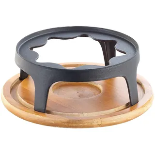 Rosenstein & Söhne Zubehör zu Caquelon: Untersetzer und Rechaud für Gusseisen-Fondue Ø24 cm