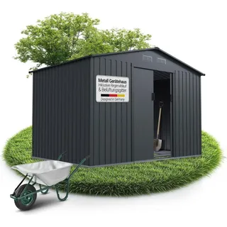 Juskys Metall Geräteschuppen XL Dunkelgrau