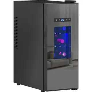 HOMCOM Weinkühlschrank 12 Flaschen 30L 8-18°C Doppelt Thermoelektrisch Flaschenkühlschrank mit Glastür, Getränkekühlschrank mit LED-Leuchte, Kleiner Weinschrank mit Touch-Screen Schwarz   Aosom
