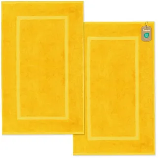 Lavea Badematte 2er Set Badeteppiche Elena Frottee 50x80 cm Badvorleger, 100% Baumwolle, 500 g/m2 Frottier, weich & saugstark, pflegeleicht gelb