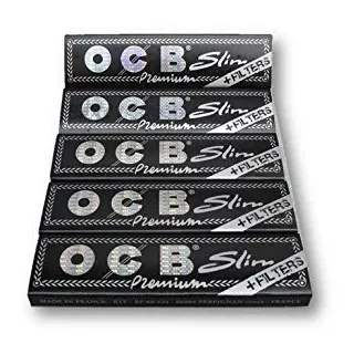 OCB Black Premium King Size Slim Rolling Papers + Filter Tips Rollenpapiere Zigarettenpapiere Raucherpapiere Packung mit 5 Broschüren from SUDESH ENTERPRISES