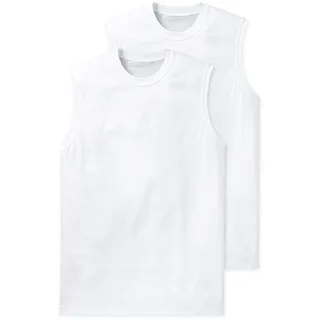 SCHIESSER Herren, Unterhemden, 2er Pack - "Essentials", Muscleshirt, Rundhals, Baumwolle Weiß 100% CO., Unterhemd