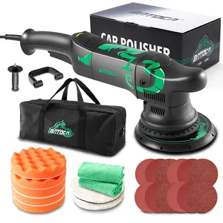 Exzenter Poliermaschine,BATOCA 700W Auto Poliergerät,21mm Orbital Polierset,6 Variable Geschwindigkeit,Auto Poliermaschine Set,Schleifer,Polierer,Polieren(1000-3800RPM,150mm Scheiben-ø)