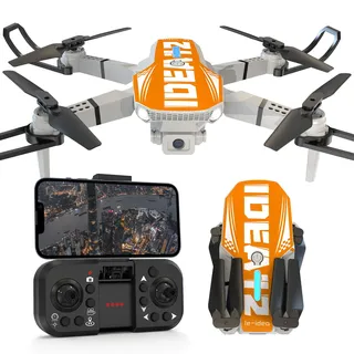 LE-IDEA Faltbare Drohne mit Kamera 1080P Erwachsene, IDEA12 Mini Drone With Dual Kamera, Optische Flusspositionierung, Headless Modus, FPV RC Quadrocopter für Anfänger Erwachsene (Orange)