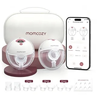Momcozy M5Smart Milchpumpe Elektrische, handsfree App-steuerbar 2 Pack Rot