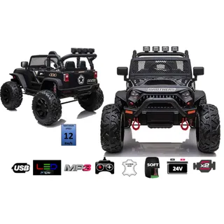 ES-Toys Kinderfahrzeug Elektro Auto Offroad schwarz (24V)