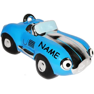 alles-meine.de GmbH Spardose - Rennwagen/Auto/Oldtimer - Bunte Farben - inkl. Name - stabile Sparbüchse aus Porzellan/Keramik - mit Schloß - Fahrzeug Sparschwein lustig Füh..