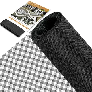HOFUDON Upgrades Fliegengitter Meterware 150x300 cm, Fiberglas Fliegennetz | Stabil & Reißfest, Zuschneidbares Fliegennetz, UV-Beständig, Ersatz Fliegengitter für Balkontür, Fenster - Schwarz