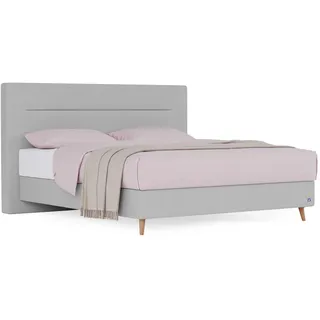 BRUNO Boxspringbett Prestige 200x200cm in Hellgrau | 6 Farben & 4 Kopfteile wählbar | Luxus 27 cm Pulse-Latex-Matratze | Made in Germany
