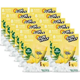 Sun Lolly Wassereis Ananas 12er Vorratspack | Mit Fruchtsaft | Zum Selbsteinfrieren | Ohne künstliche Aromen | Frei von Süßungsmittel | Laktosefrei | Glutenfrei | 12 x 480ml