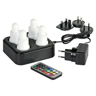 Duni LED-Set, Mehrfarbig, Wiederaufladbar, 4 Stück 70 x Ø 40 mm Weiß