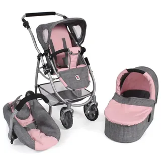 CHIC2000 Kombi-Puppenwagen Emotion All In 3in1, grau-rosa, 67 x 43 x 77 cm