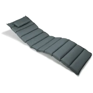 Nexos Divero Liegenauflage – Auflage gesteppt Polster für Sonnenliege Gartenliege Holzliege Saunaliege mit Kopfkissen – bequem hochwertig robust – anthrazit