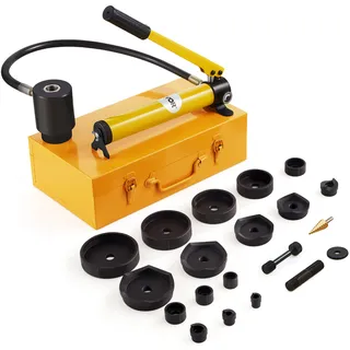 Vevor Hydraulisches Lochstanzer-Set Knockout-Lochtreiber-Kit 15t, Handpumpe Stahl Lochwerkzeug 10 Stanzformen 1/2, 3/4, 1, 1-1/4, 1-1/2, 2, 2-1/2, 3, 3-1/2, 4 Zoll, Zylinder Hydraulikpumpe Set Stempel 1/2-2"