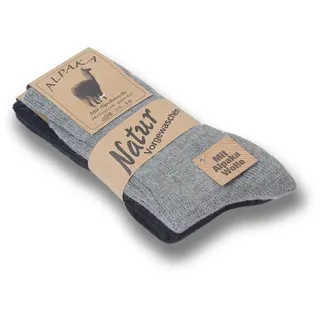 Sonia Originelli Norwegersocken 2 Paar Alpakasocken "Dünn" Alpackawolle Unisex Winter Farben können abweichen grau|schwarz 35