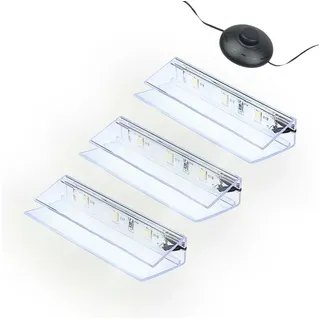 Kalb Material Für Möbel kalb | LED Glaskantenbeleuchtung Ambilux Clip transparent 3000K 5000K 1-10 Sets für Glasböden 4-10mm Fußschalter Glasbodenbeleuchtung erweiterbar um Dimmer/Controller Plug & Play (kaltweiß, 3er Set)
