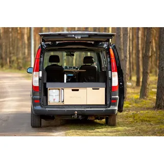 Moonbox Campingliege MoonBox Campingbox Schlafsystem Camping Van/Bus Typ 124 Modify Special UV-Lack braun