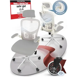 clouvou SmartSeat Bürostuhl ergonomischer Schreibtischstuhl, Chefsessel, Gaming Stuhl, Drehstuhl 150 kg | individuell einstellbar - Beige