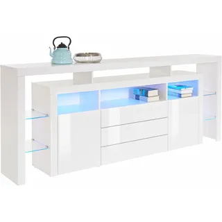 borchardt Möbel Sideboard BORCHARDT MÖBEL "Rosario", weiß (weiß hochglanz), B:220cm H:88cm T:35cm, Sideboards, Sideboard, Breite 220 cm
