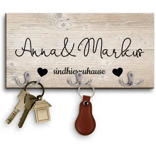 Love Faith - Paar-Schlüsselbrett, individueller Schlüsselhalter mit Name und Spruch, personalisiertes Schlüsselboard aus Holz, Schlüssel aufbewahrung