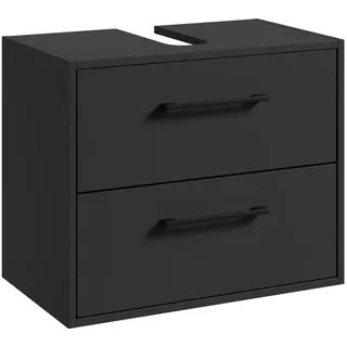 Badplaats Waschbeckenunterschrank, Florence 2 Schubladen Schwarz Holz, Rechteckig, 60x50x35 cm Badezimmer, Badezimmerschränke, Waschbeckenunterschränke