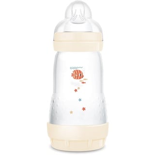 Mam Baby MAM Easy Start Anti-Colic (260 ml), besonders gut akzeptierte Milchflasche, Baby Trinkflasche mit Bodenventil gegen Koliken & Sauger Größe 1, 0+ Monate, Fisch/beige/zartrosa