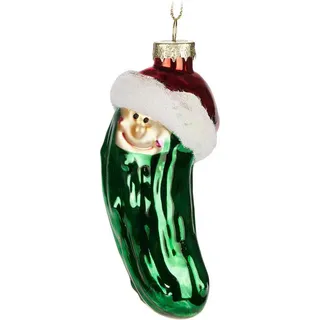 Brubaker Gurke Weihnachten - Handbemalte Weihnachtskugel aus Glas - 12 cm Baumkugel Weihnachtsgurke Grün - Weihnachtsdekoration - Mundgeblasener Christbaumschmuck - Figur Lustig Deko Anhänger