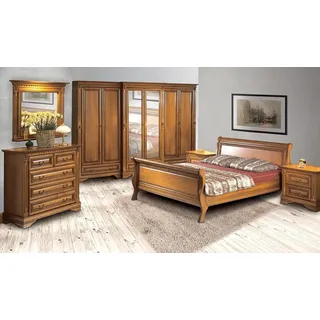 Xlmoebel Schlafzimmer-Set Luxuriöses Schlafzimmermöbel-Set mit Bett, 2 Nachttischen und Kommode, (Schlafzimmer-Set), Hergestellt in Europa braun