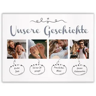 Maverton Leinwandbild mit eigenem Foto, personalisiertes Foto Leinwand | Mit Holzrahmen, Größe 30x40 oder 50x70, Fotoleinwand Collage, Fotobild auf Leinwand für Paar, Geschichte, 30 x 40 cm