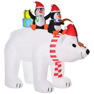 Homcom Aufblasbarer Pinguin und Eisbär mit Beleuchtung bunt 227B x 113T x 206H cm