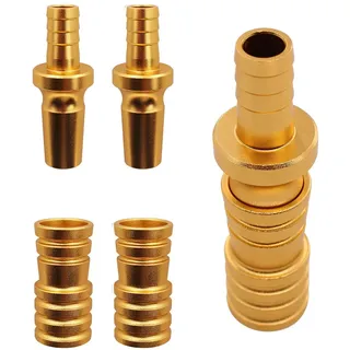 Shisha King® Schlauchadapter Schlauchanschluss Erweiterung Set inkl. Kugel Universal Alu mit Schliff | Wasserpfeife Hookah Zubehör Schlauch Adapter Anschluss Ventil (2er Packung, Gold)